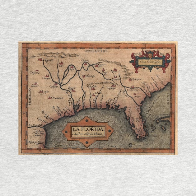 Vintage Spanish Map of Florida Discovery (1584) by Bravuramedia